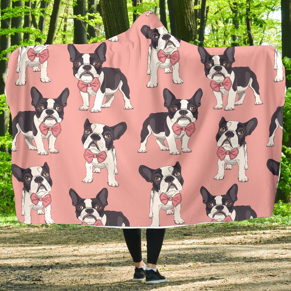 Tuxedo Bulldog Pattern Print Hooded Blanket-grizzshop