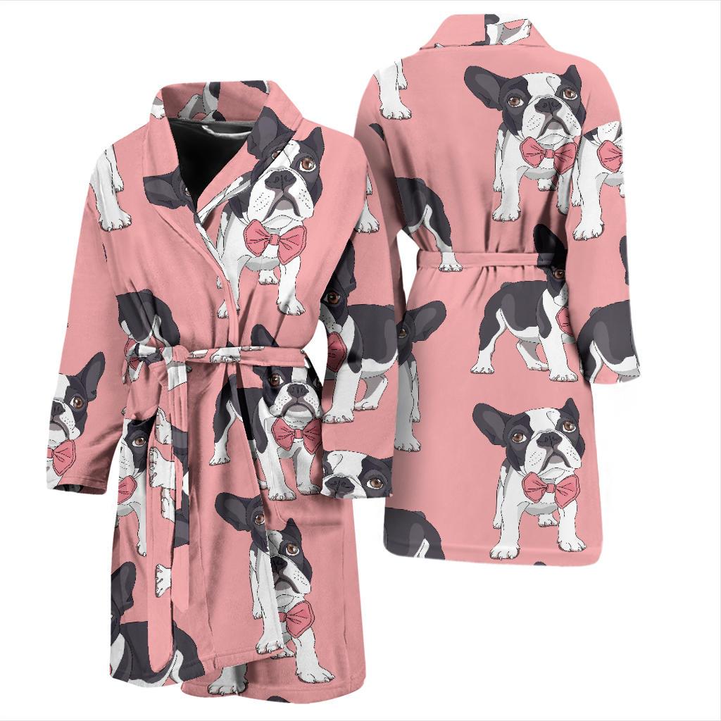 Tuxedo Bulldog Pattern Print Men Long Robe-grizzshop