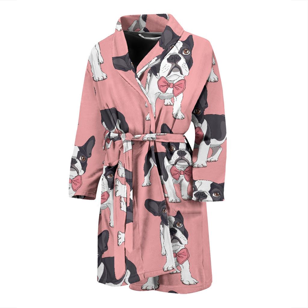 Tuxedo Bulldog Pattern Print Men Long Robe-grizzshop