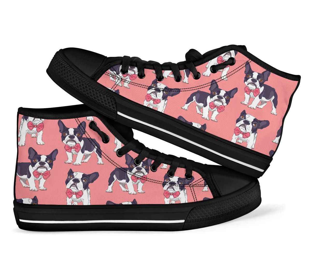 Tuxedo Bulldog Pattern Print Men Women's High Top Shoes-grizzshop