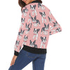 Tuxedo Bulldog Pattern Print Women Casual Bomber Jacket-grizzshop