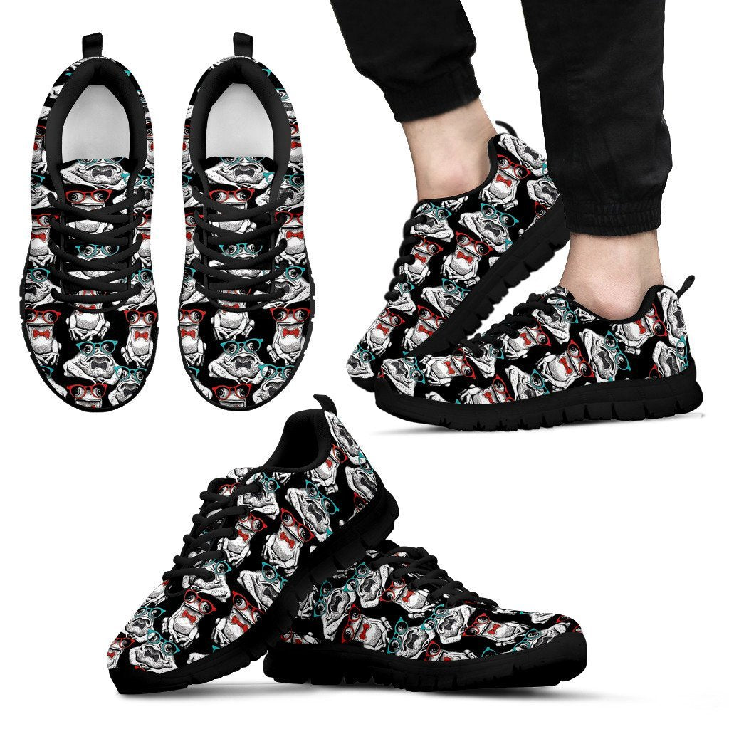 Tuxedo Frog Pattern Print Black Sneaker Shoes For Men Women-grizzshop
