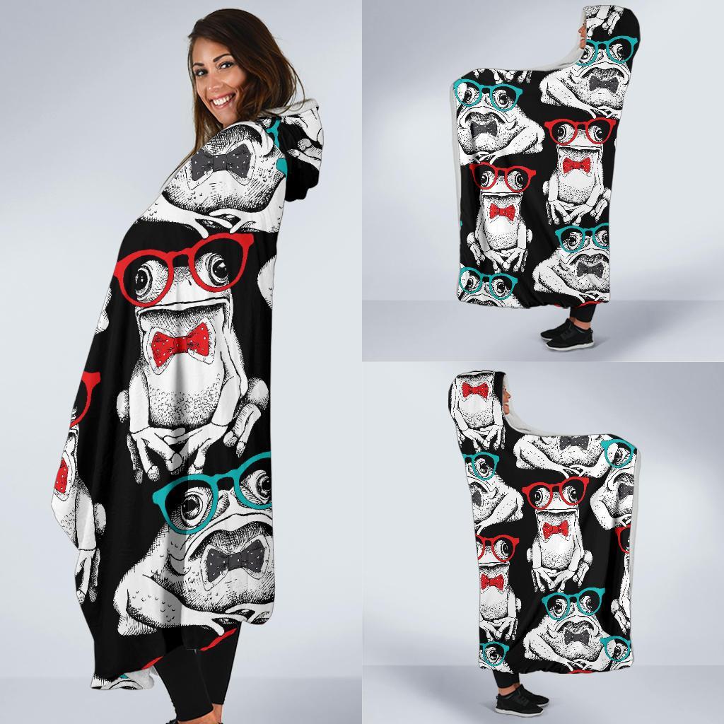 Tuxedo Frog Pattern Print Hooded Blanket-grizzshop