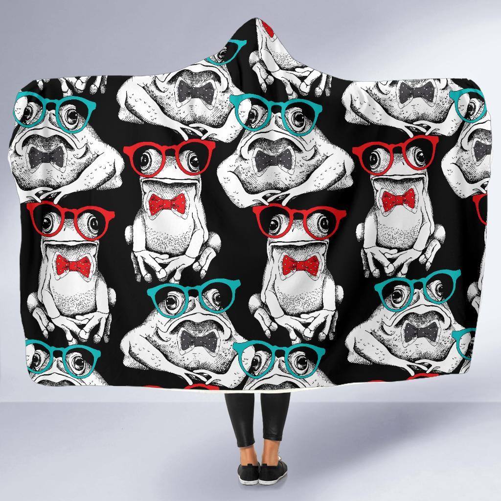 Tuxedo Frog Pattern Print Hooded Blanket-grizzshop