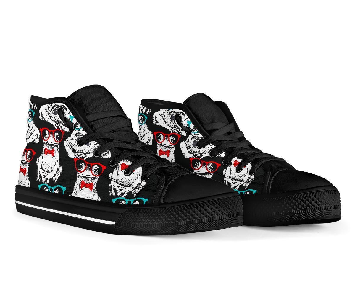 Tuxedo Frog Pattern Print Men Women's High Top Shoes-grizzshop