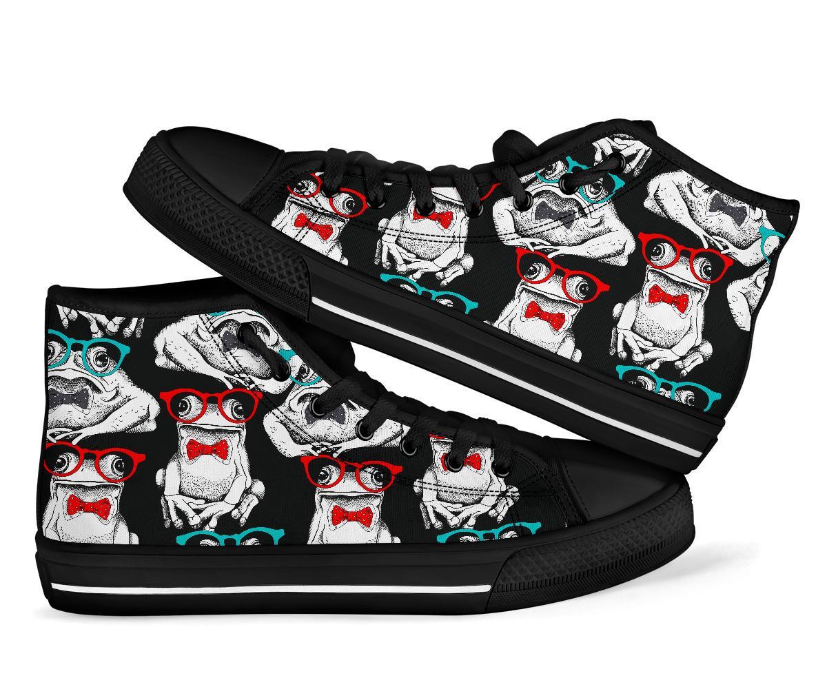 Tuxedo Frog Pattern Print Men Women's High Top Shoes-grizzshop