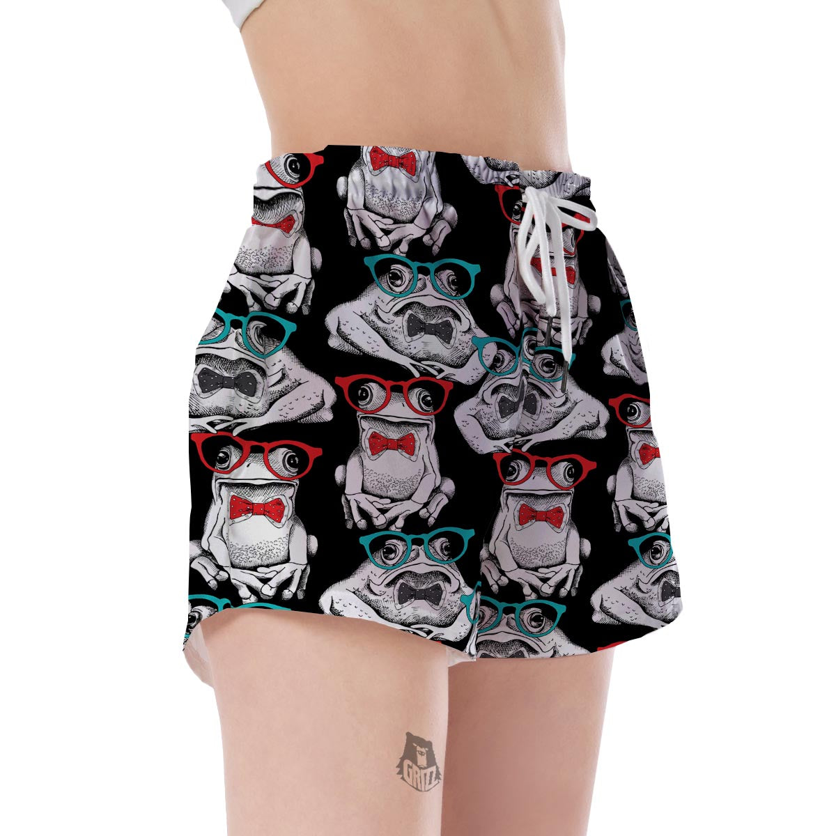 Tuxedo Frog Pattern Print Women's Shorts-grizzshop