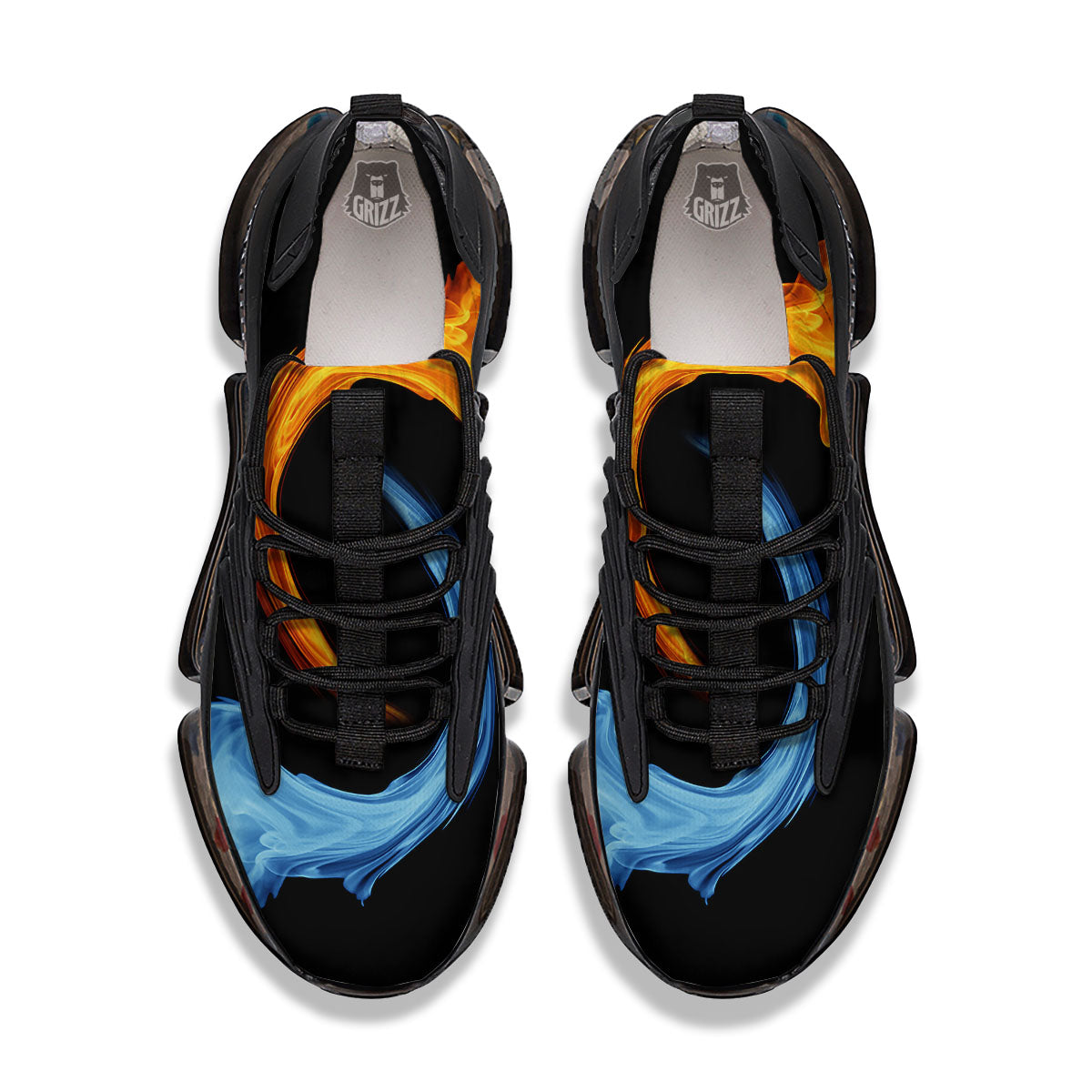 Twin Flame Blue And Red Print Black Gym Shoes-grizzshop