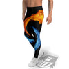 Twin Flame Blue And Red Print Men's Leggings-grizzshop