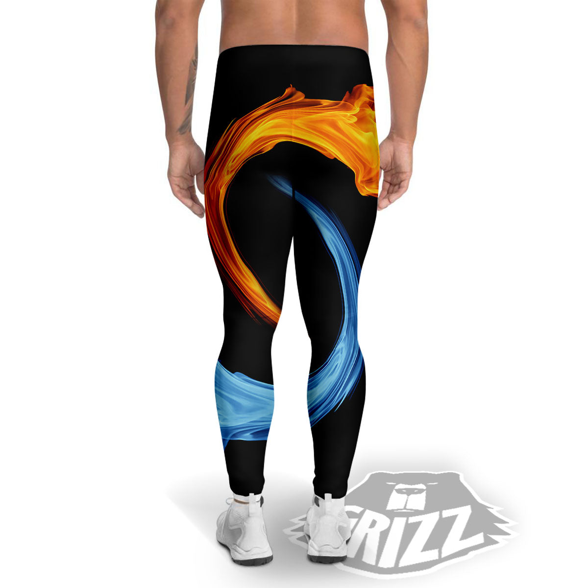 Twin Flame Blue And Red Print Men's Leggings-grizzshop