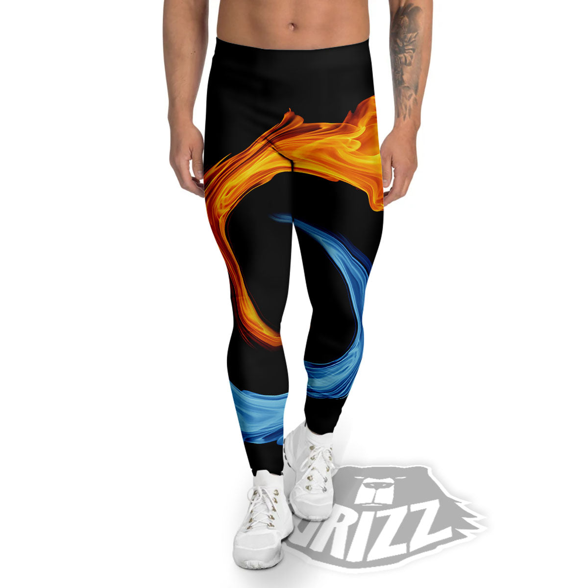 Twin Flame Blue And Red Print Men's Leggings-grizzshop