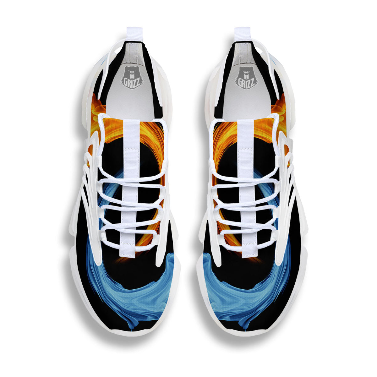 Twin Flame Blue And Red Print White Gym Shoes-grizzshop