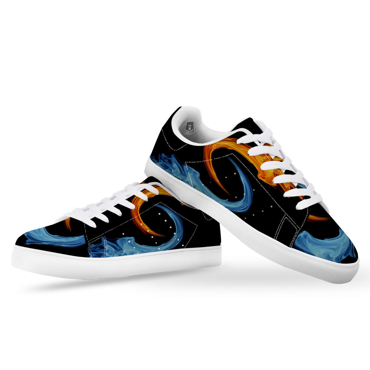 Twin Flame Blue And Red Print White Low Top Sneakers-grizzshop