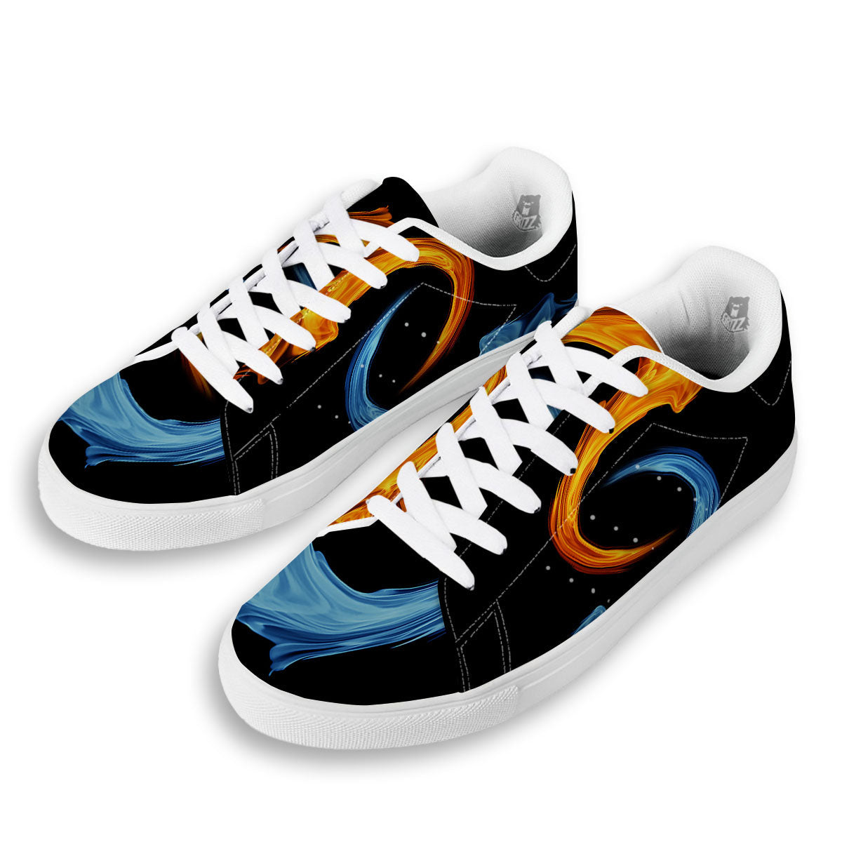 Twin Flame Blue And Red Print White Low Top Sneakers-grizzshop