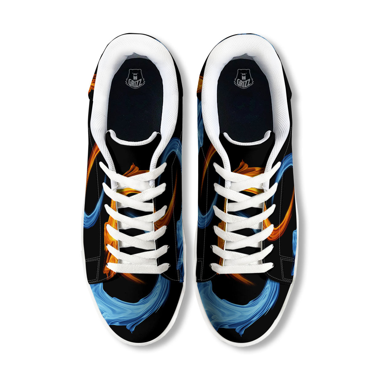 Twin Flame Blue And Red Print White Low Top Sneakers-grizzshop
