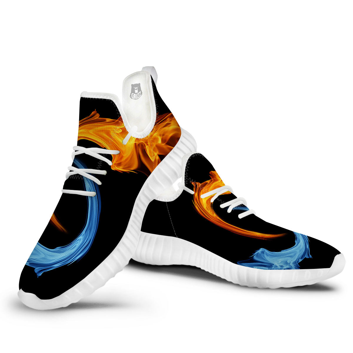 Twin Flame Blue And Red Print White Walking Shoes-grizzshop