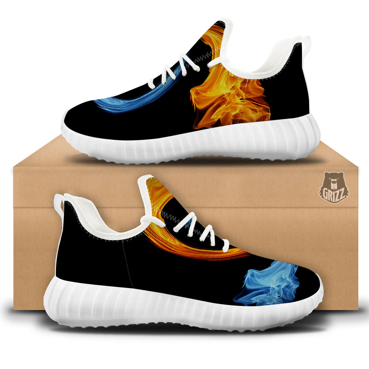 Twin Flame Blue And Red Print White Walking Shoes-grizzshop
