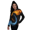 Twin Flame Blue And Red Print Women's Bomber Jacket-grizzshop