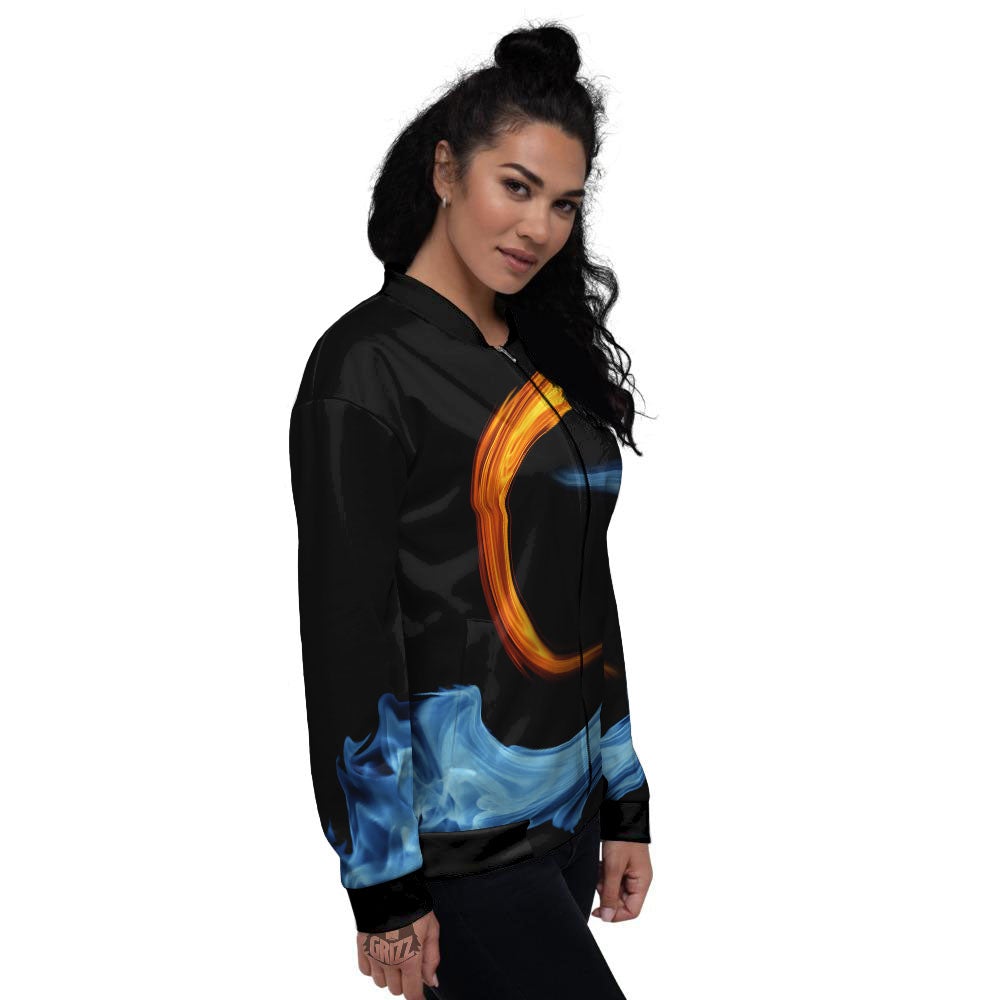 Twin Flame Blue And Red Print Women's Bomber Jacket-grizzshop