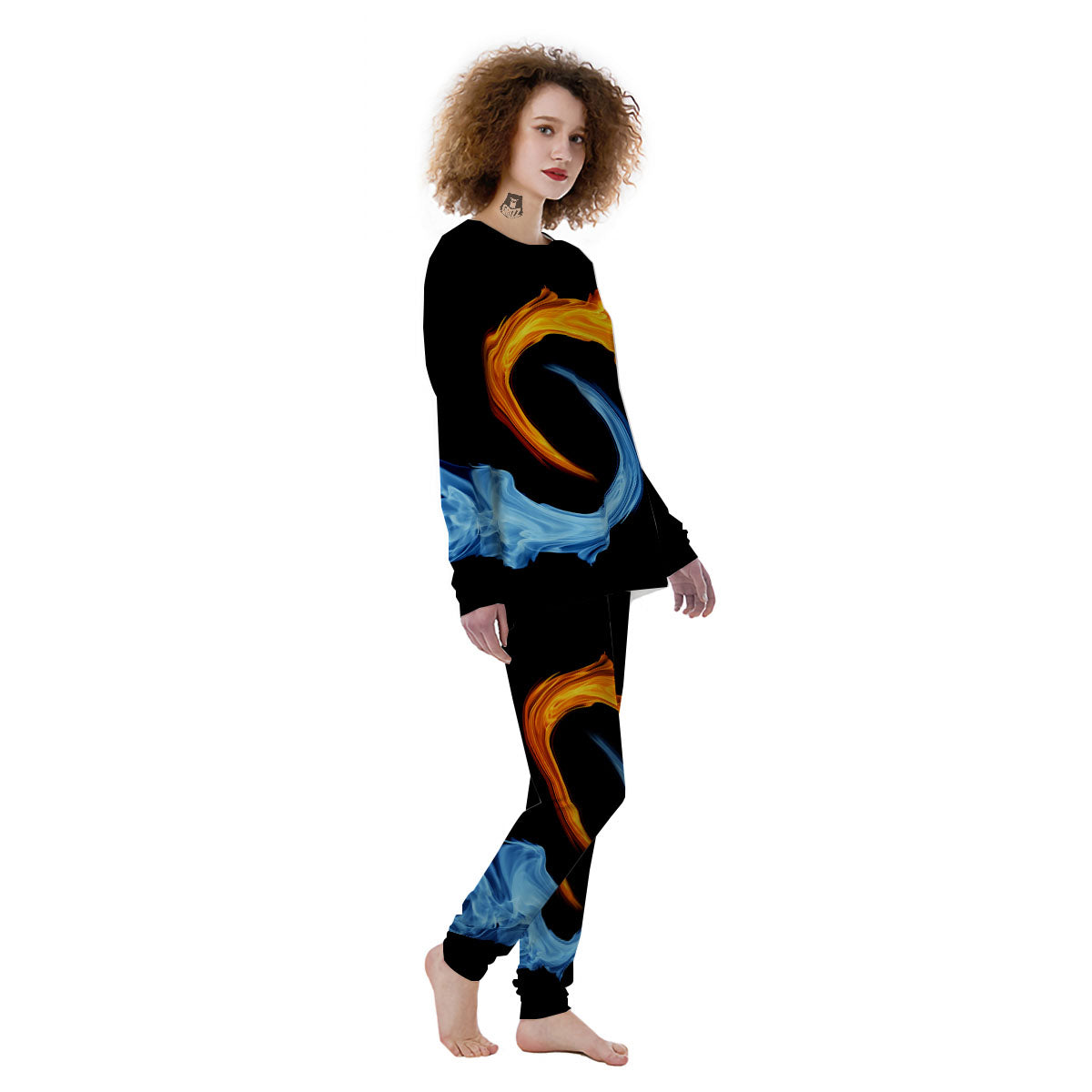 Twin Flame Blue And Red Print Women's Pajamas-grizzshop