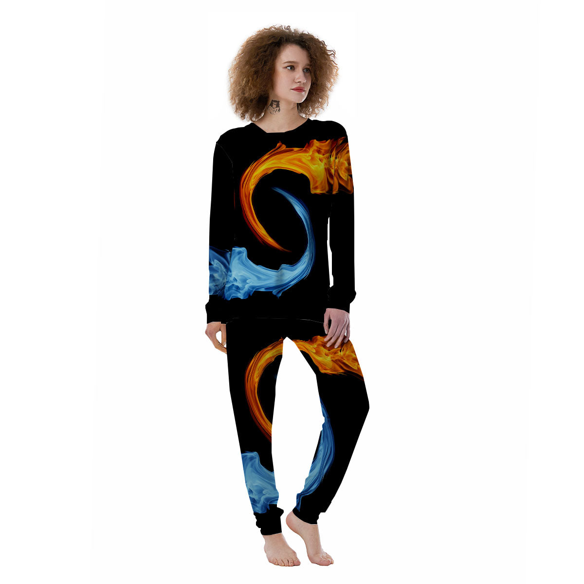 Twin Flame Blue And Red Print Women's Pajamas-grizzshop