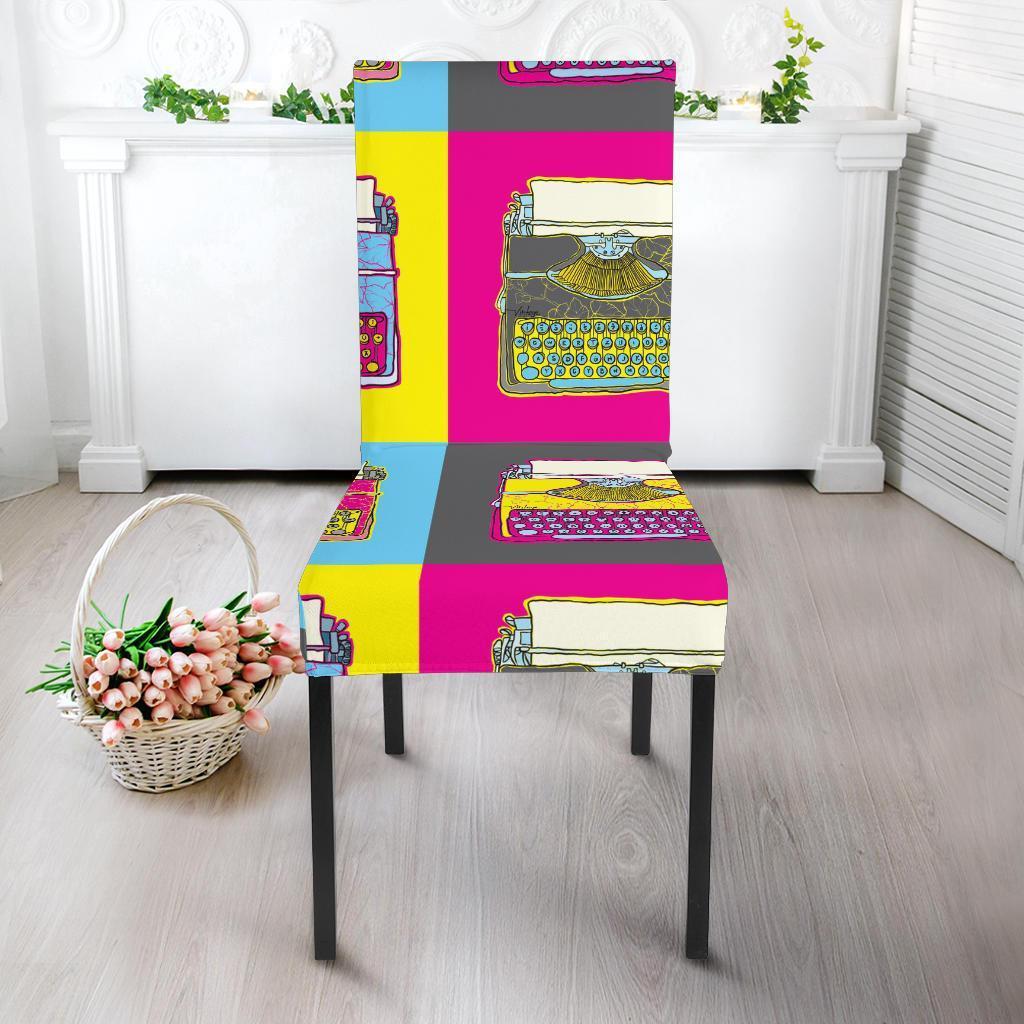 Typewriter Pattern Print Chair Cover-grizzshop
