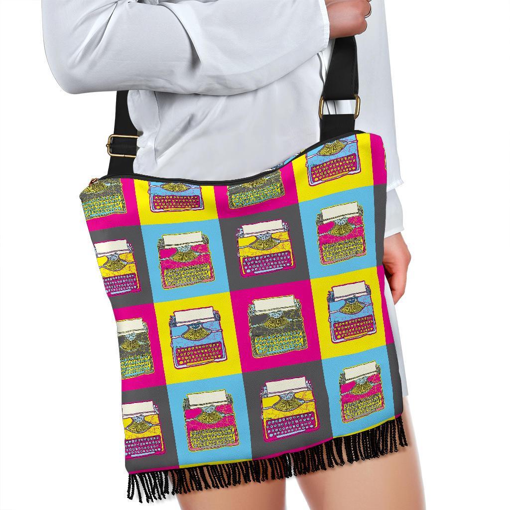 Typewriter Pattern Print Crossbody Bags-grizzshop