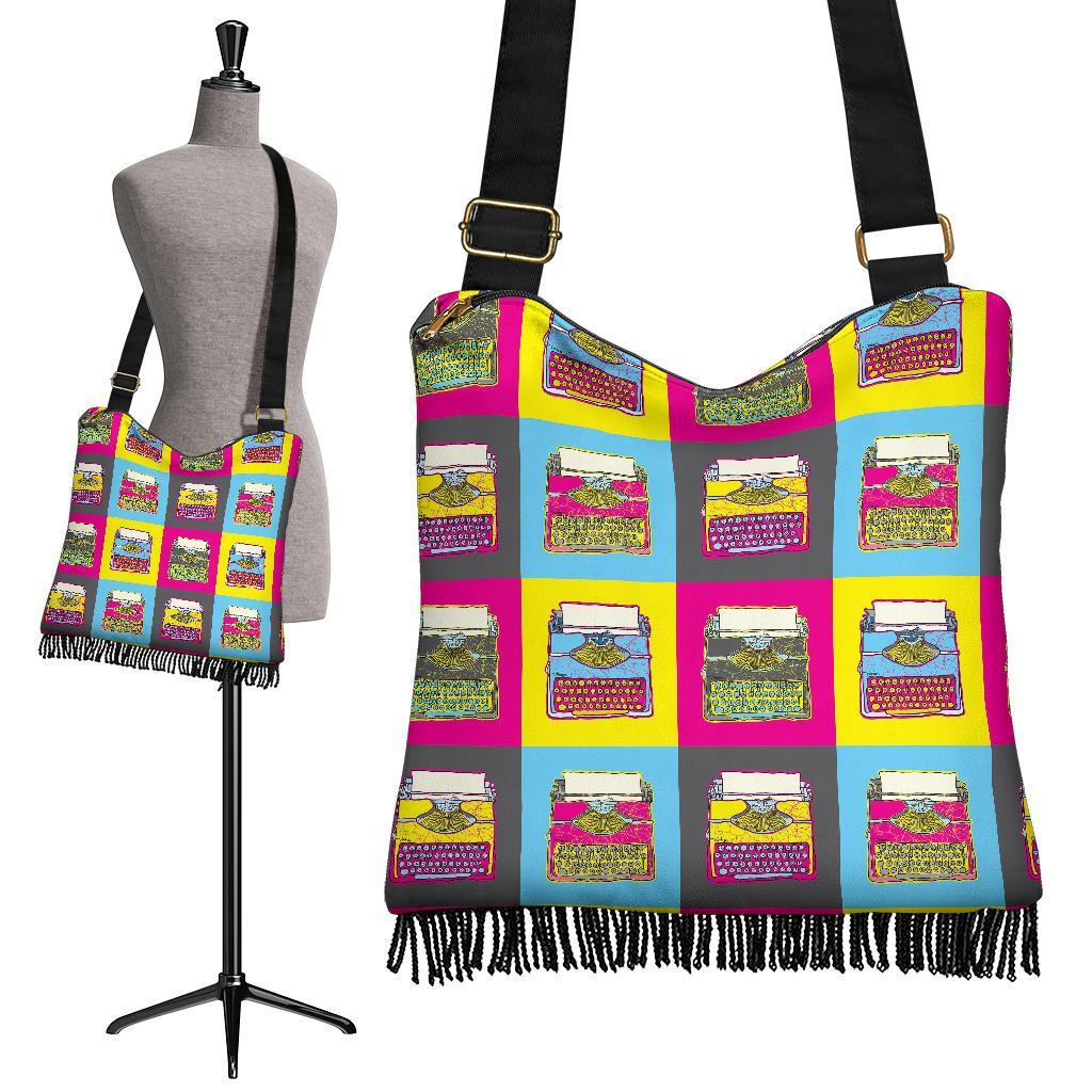 Typewriter Pattern Print Crossbody Bags-grizzshop