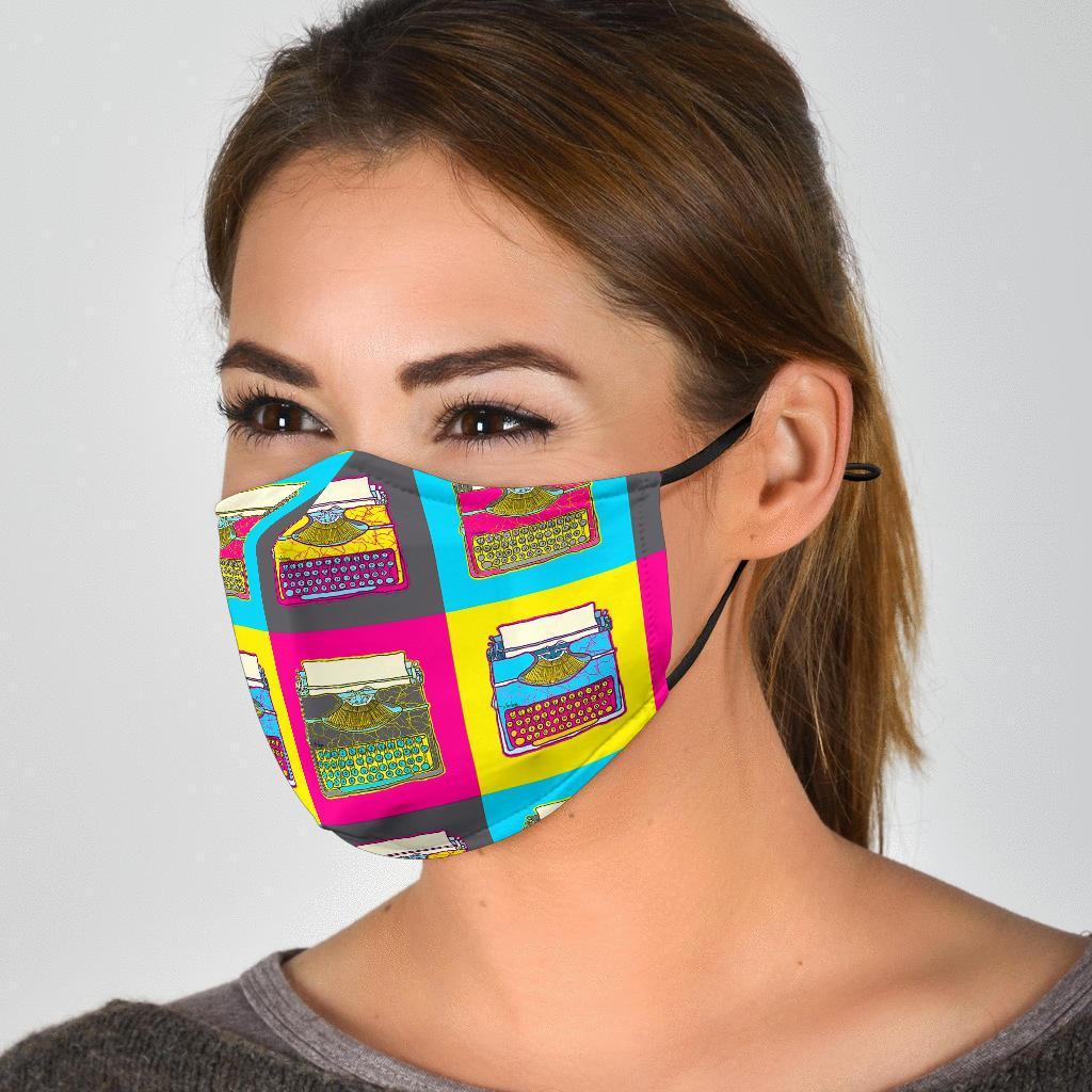 Typewriter Pattern Print Face Mask-grizzshop