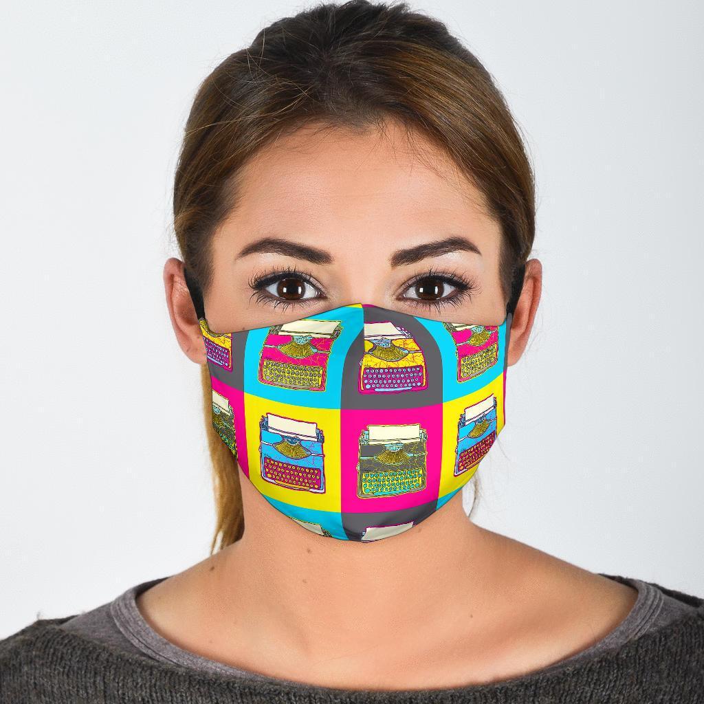 Typewriter Pattern Print Face Mask-grizzshop