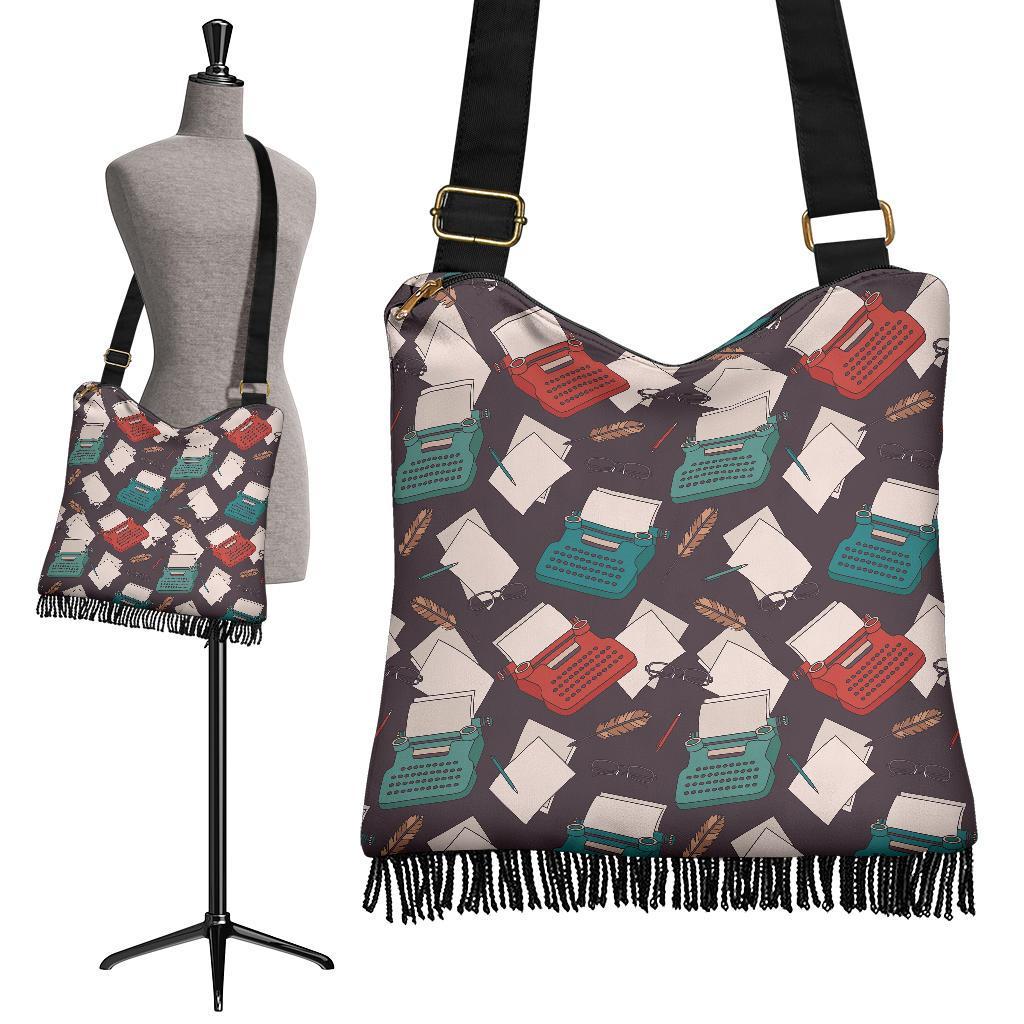 Typewriter Print Pattern Crossbody Bags-grizzshop