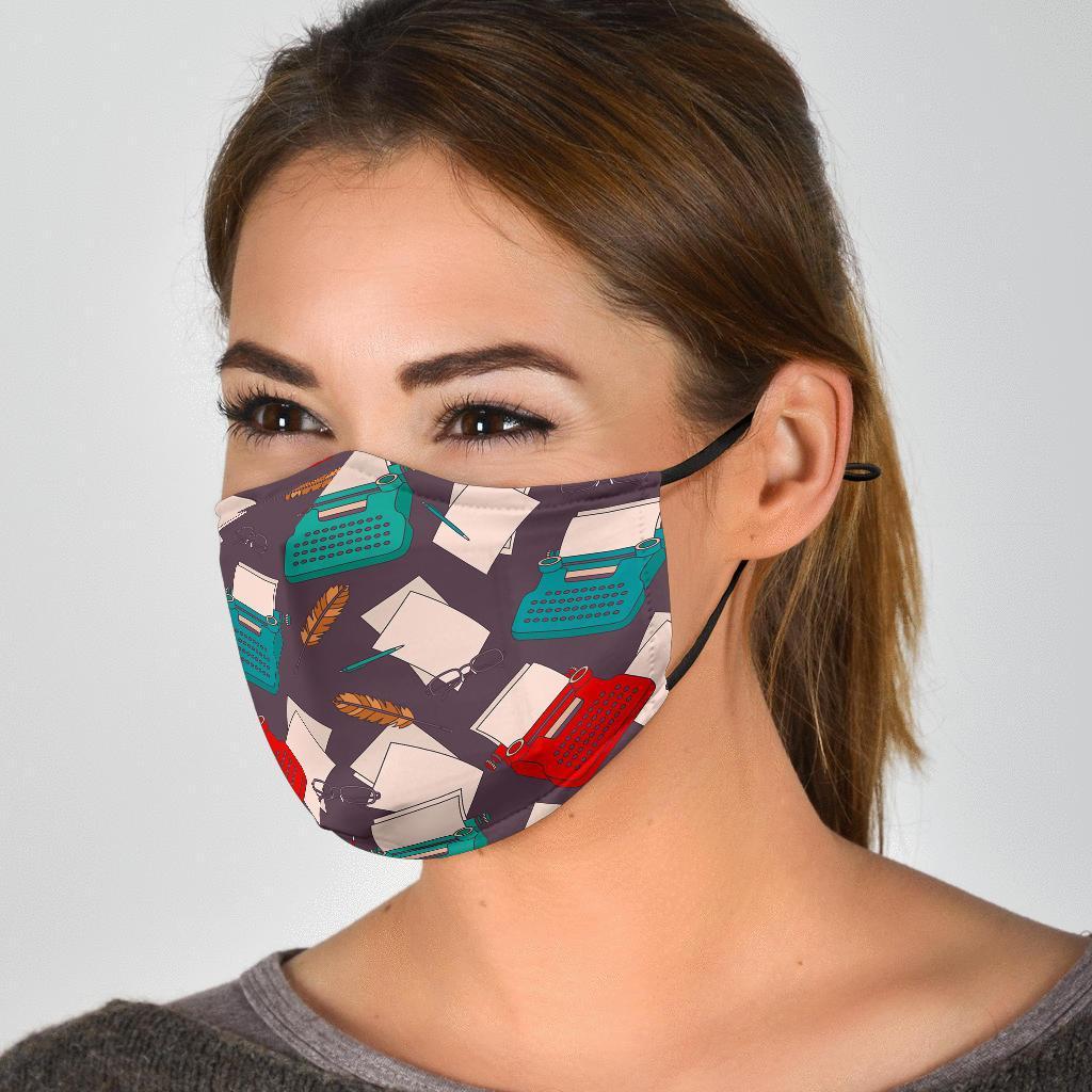 Typewriter Print Pattern Face Mask-grizzshop
