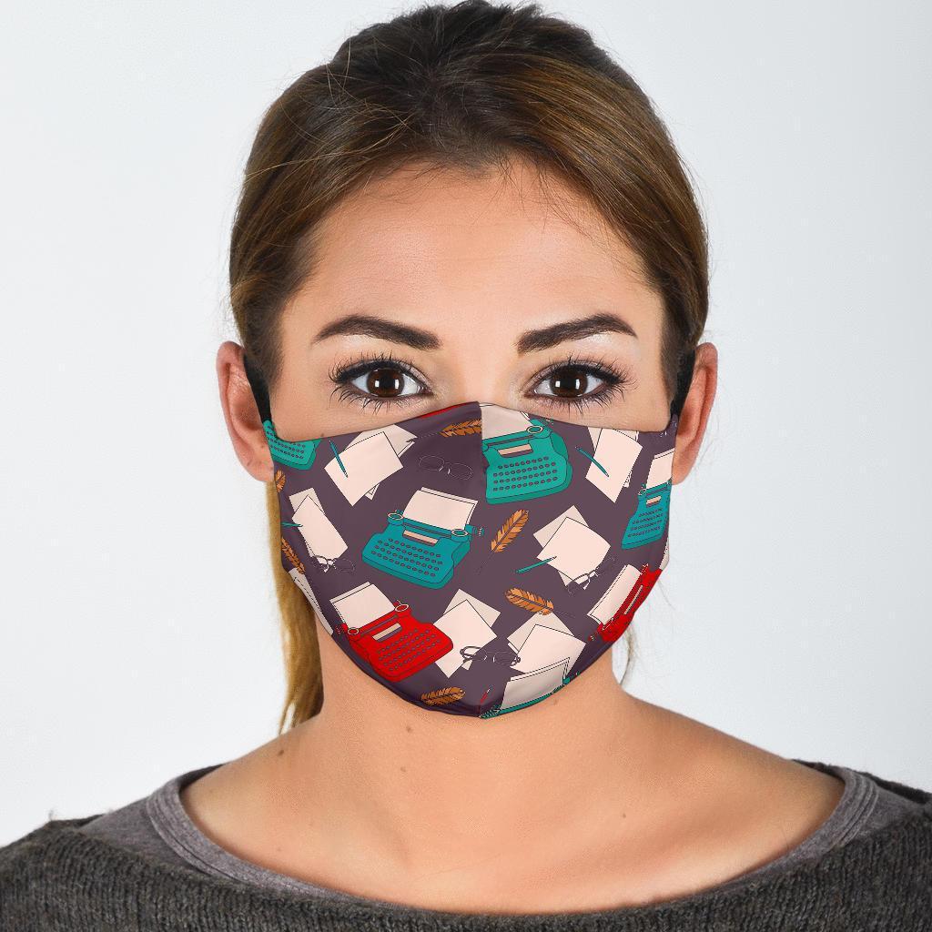 Typewriter Print Pattern Face Mask-grizzshop