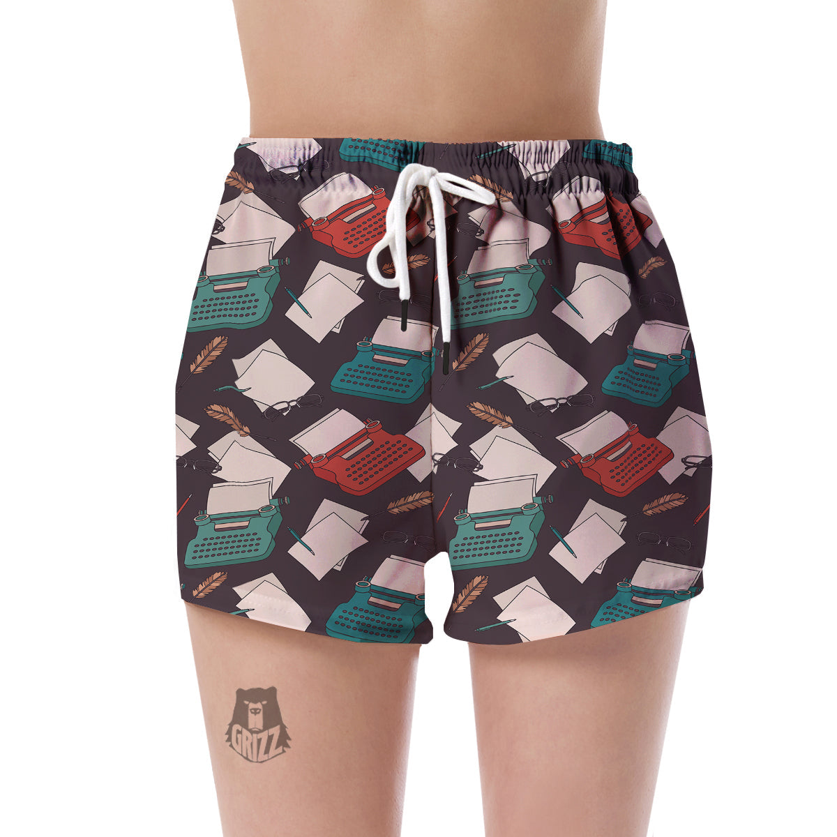 Typewriter Print Pattern Women's Shorts-grizzshop
