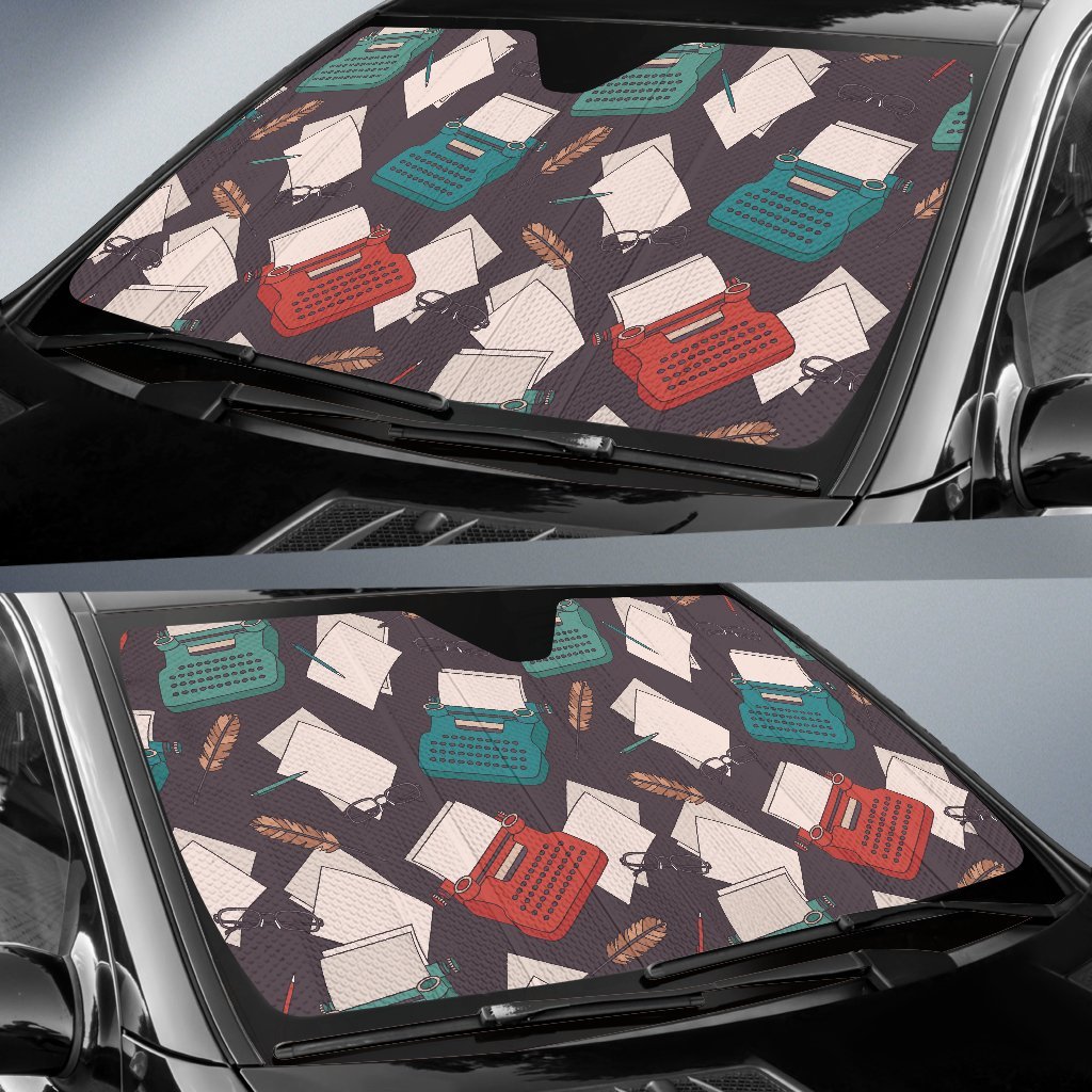 Typewriter Print Pattern Car Sun Shade-grizzshop