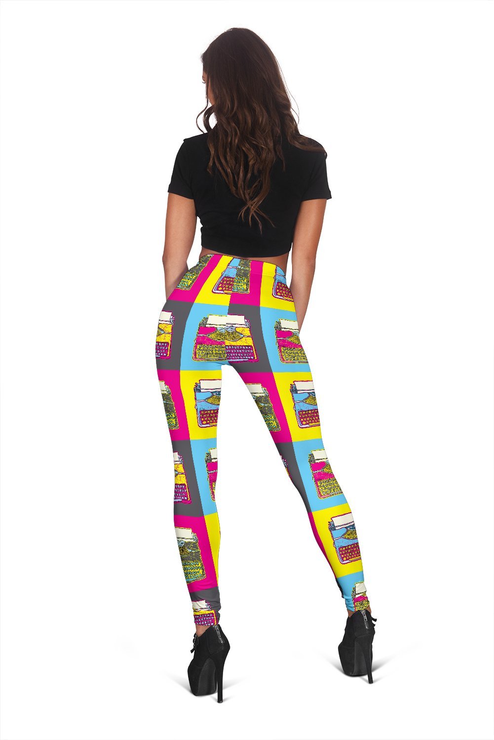 Typewriter Print Pattern Women Leggings-grizzshop
