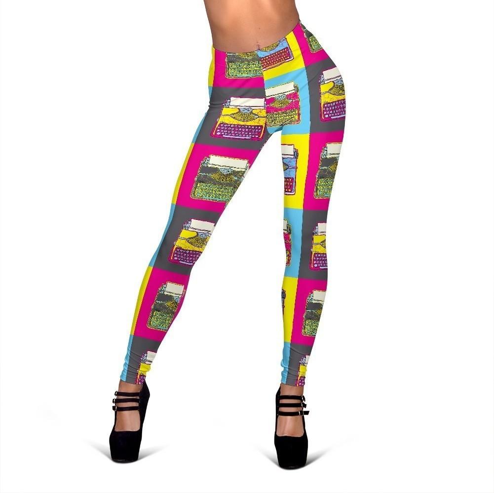 Typewriter Print Pattern Women Leggings-grizzshop