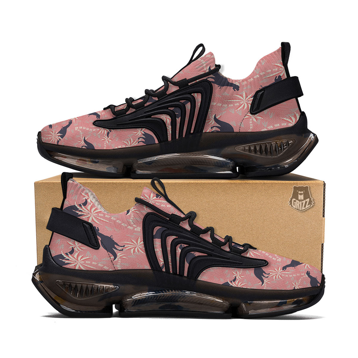Tyrannosaurus Fossil Print Pattern Black Gym Shoes-grizzshop