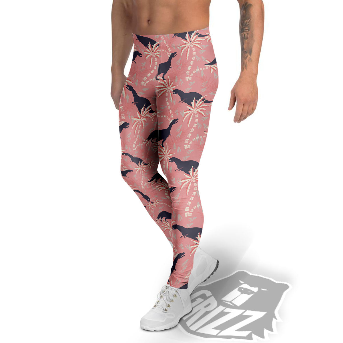 Tyrannosaurus Fossil Print Pattern Men's Leggings-grizzshop