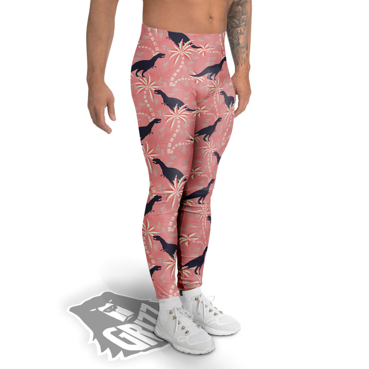 Tyrannosaurus Fossil Print Pattern Men's Leggings-grizzshop