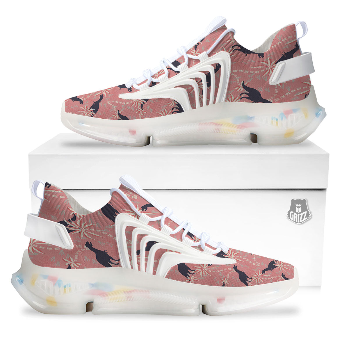 Tyrannosaurus Fossil Print Pattern White Gym Shoes-grizzshop