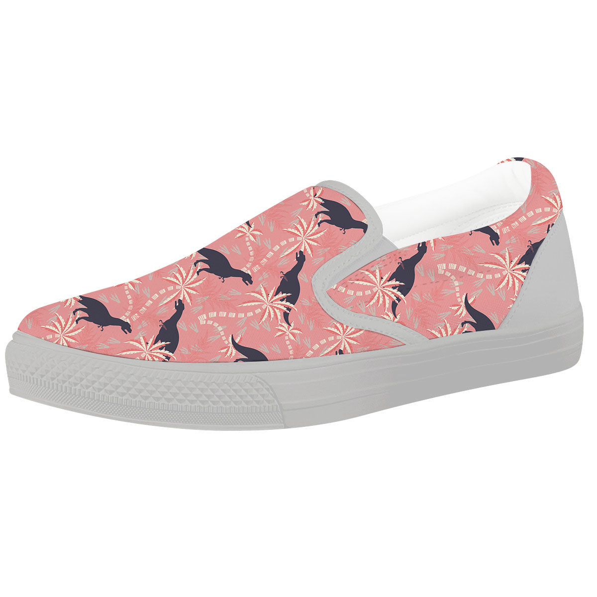 Tyrannosaurus Fossil Print Pattern White Slip On Shoes-grizzshop