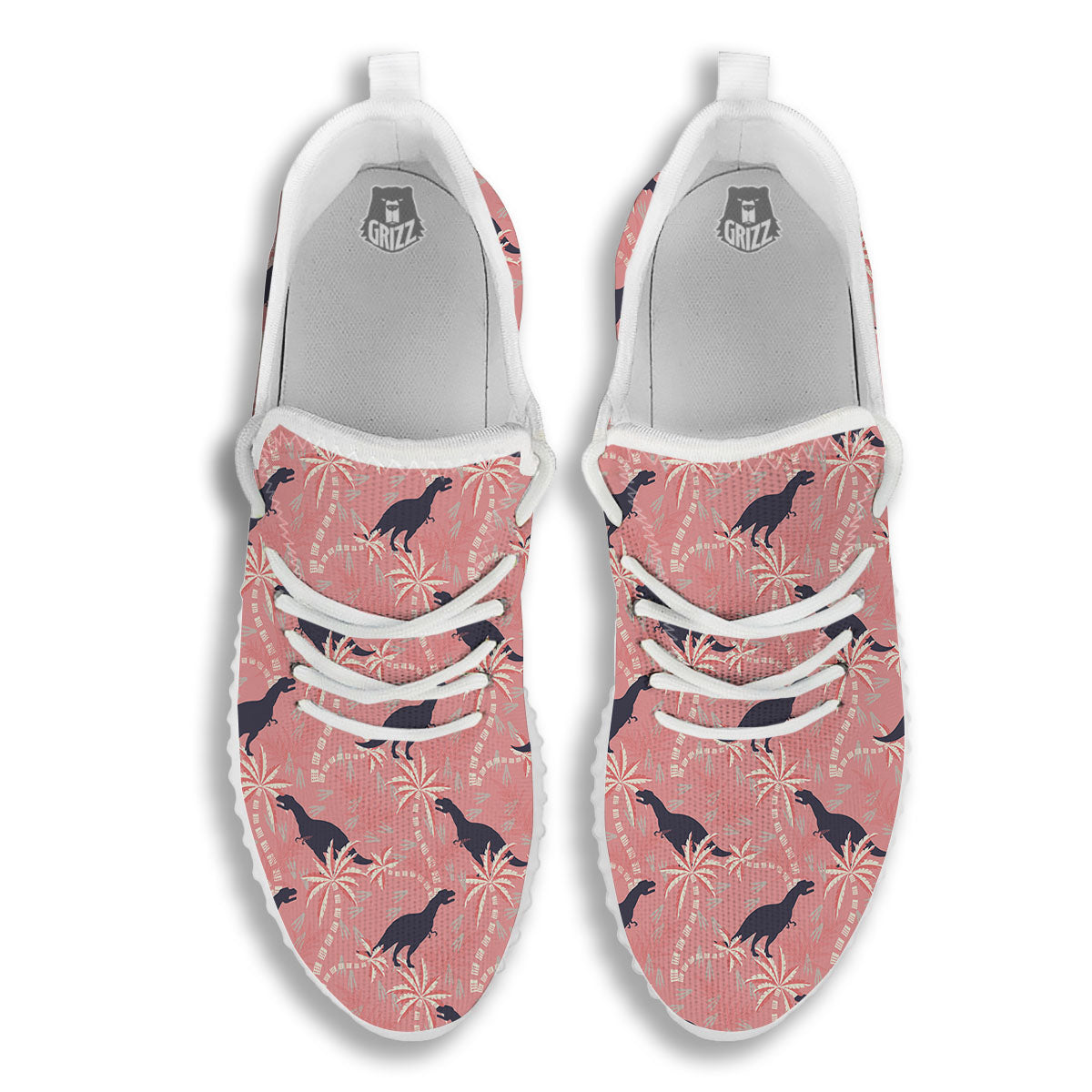 Tyrannosaurus Fossil Print Pattern White Walking Shoes-grizzshop