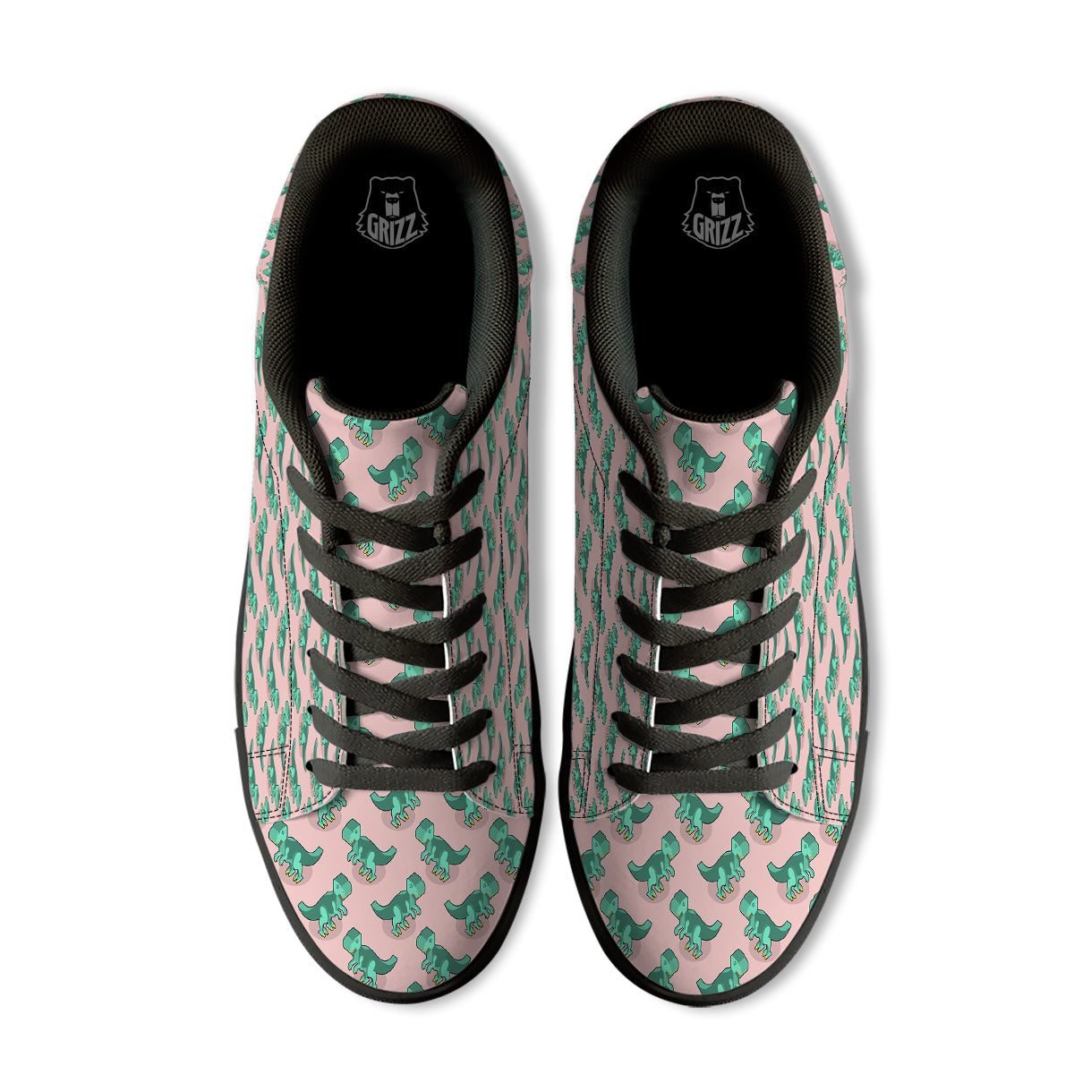 Tyrannosaurus Isometric Print Pattern Black Low Top Sneakers-grizzshop