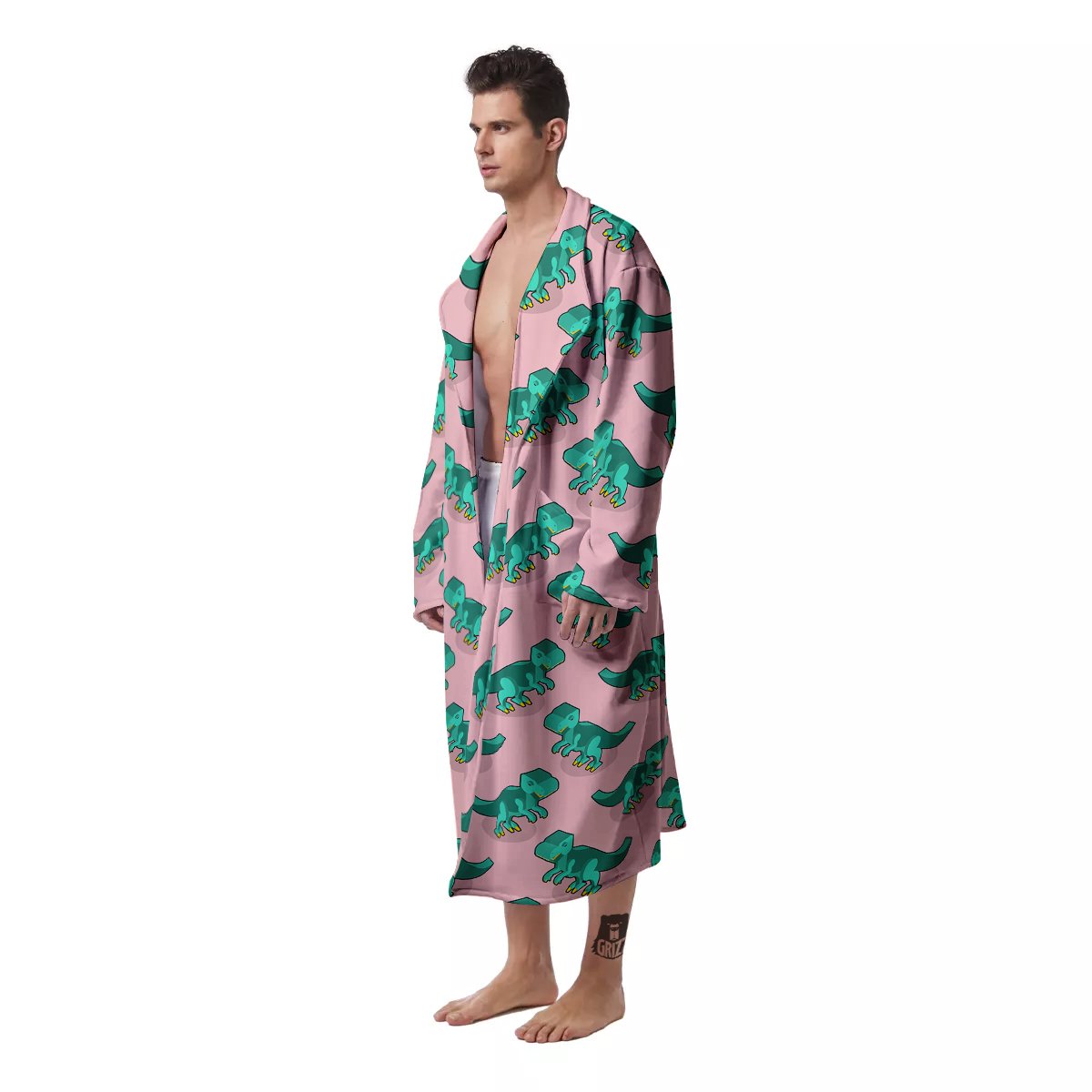 Tyrannosaurus Isometric Print Pattern Men's Robe-grizzshop