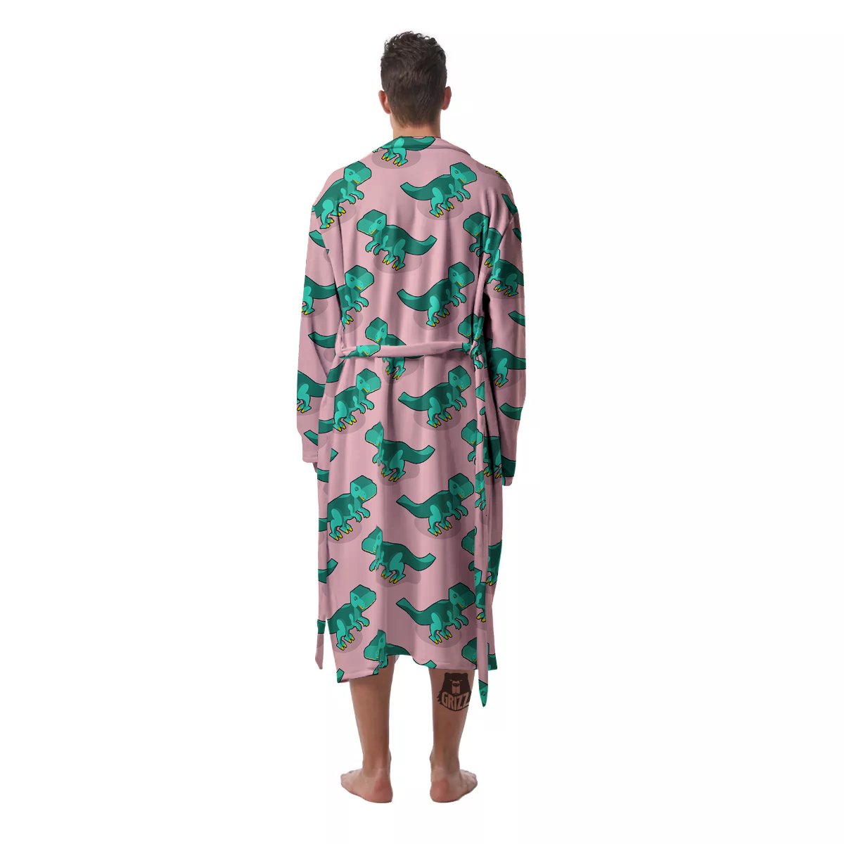 Tyrannosaurus Isometric Print Pattern Men's Robe-grizzshop