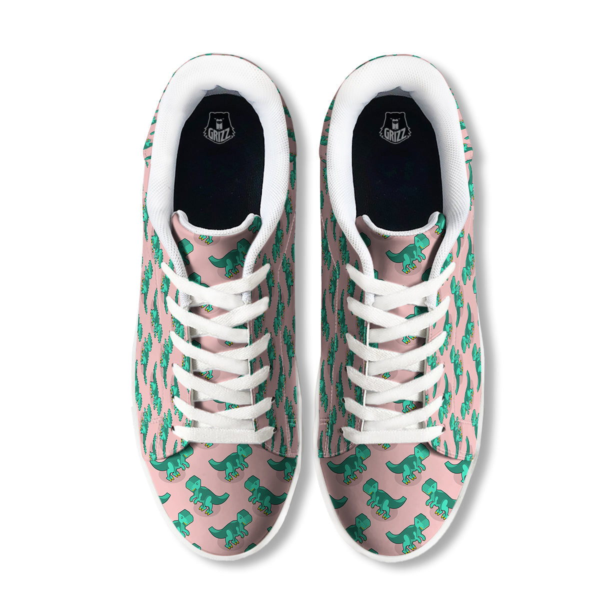 Tyrannosaurus Isometric Print Pattern White Low Top Sneakers-grizzshop