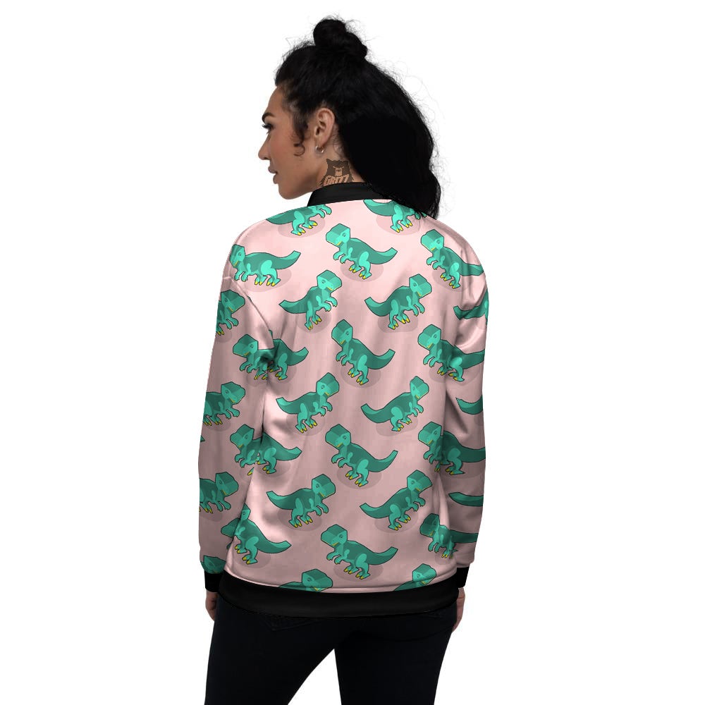 Tyrannosaurus Isometric Print Pattern Women's Bomber Jacket-grizzshop