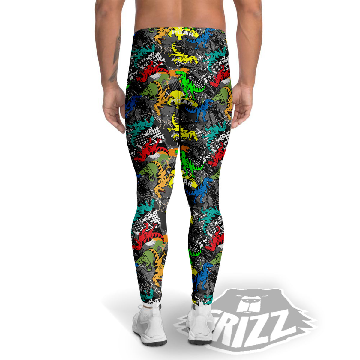 Tyrannosaurus Rex Colorful Print Men's Leggings-grizzshop