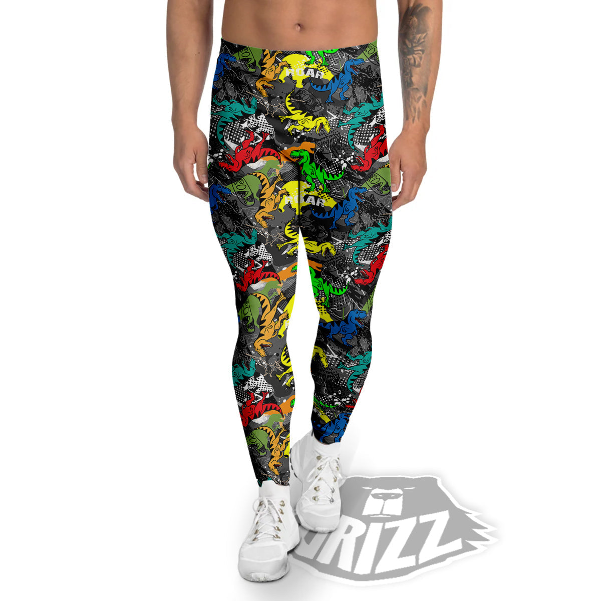 Tyrannosaurus Rex Colorful Print Men's Leggings-grizzshop